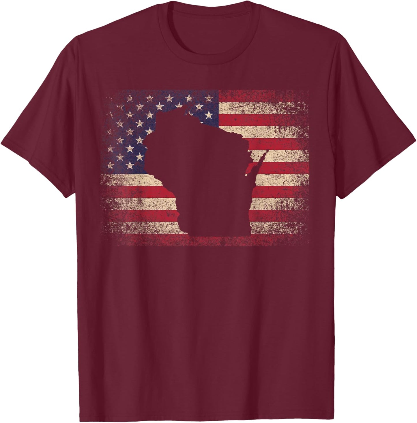 Wisconsin 4th of July Gift American Flag USA - America T-Shirt - T-Shirt | Maroon