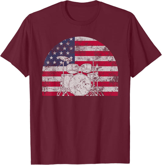 Cool Drumming Art Women Kids Drummer Percussion T-Shirt - T-Shirt | Maroon