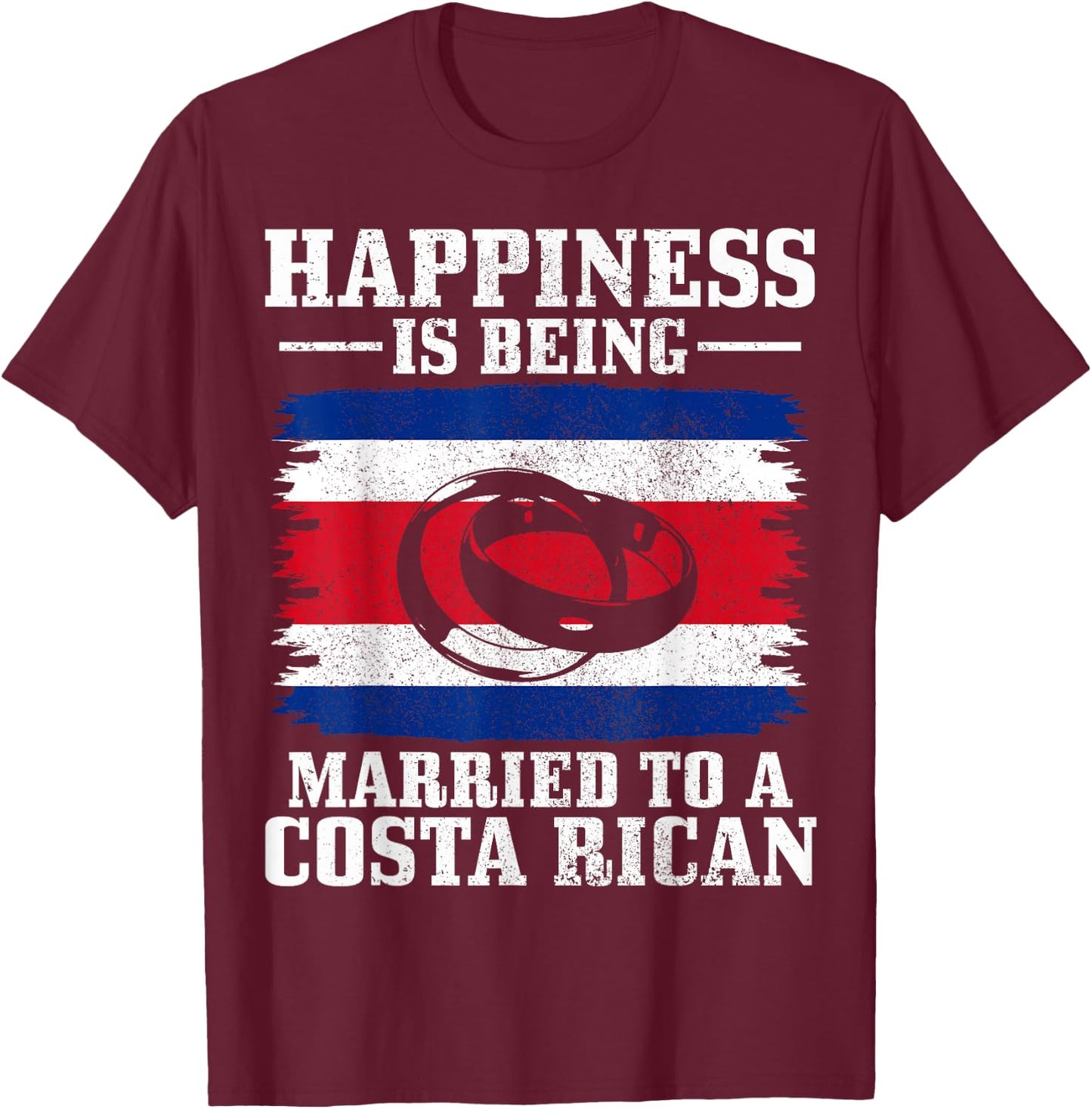 Costa Rican Wife Husband Married Wedding Costa Rica Flag T-Shirt - T-Shirt | Maroon
