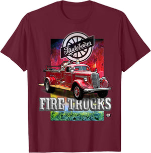 Classic restored Studebaker fire truck T-Shirt - T-Shirt | Maroon