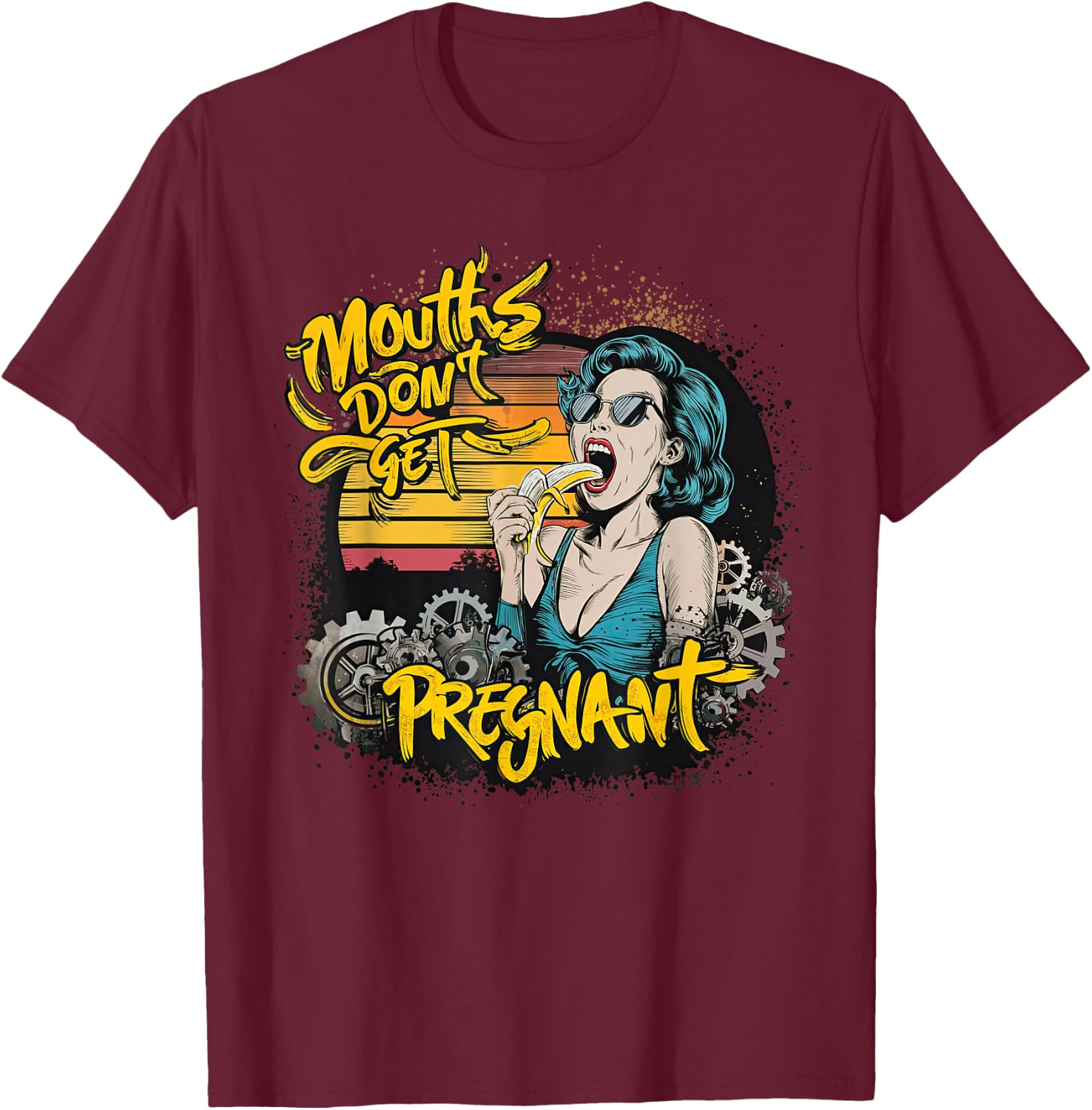 Münder Werden Nicht Schwanger Comic Woman Retro T-Shirt - T-Shirt | Maroon