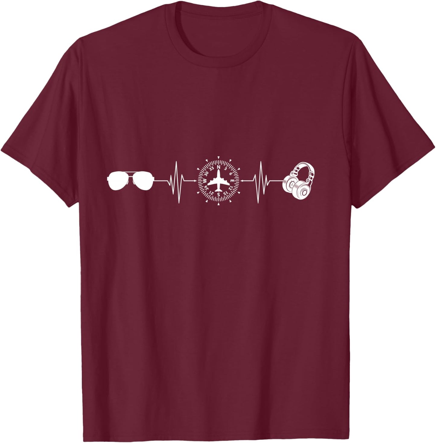 Airplane Pilot Heartbeat, Pilot Women, Aviation T-Shirt - T-Shirt | Maroon