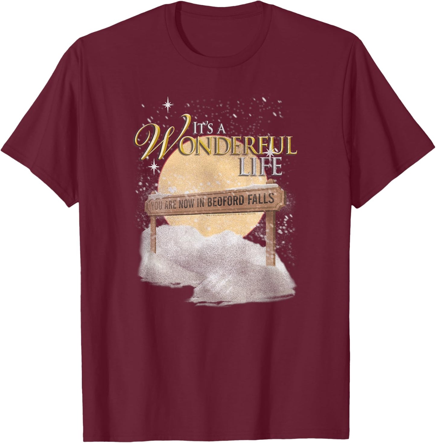 It's a Wonderful Life Wintery Sign T-Shirt - T-Shirt | Maroon