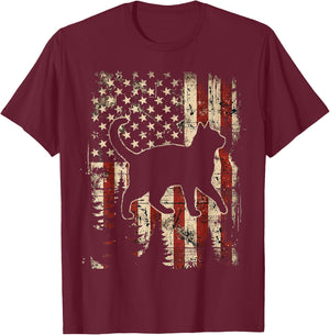 Vintage American Flag Cat Patriotic Cat Lover 4th of July T-Shirt - T-Shirt | Maroon