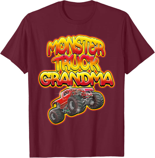 Monster Truck Grandma Hot Red Graffiti Style T-Shirt - T-Shirt | Maroon