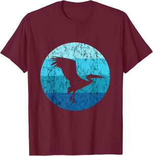 Retro Vintage Pelican Bird Tropical Bird Animal Pelican T-Shirt - T-Shirt | Maroon