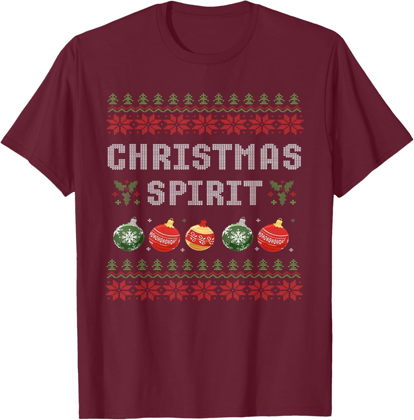 Balls Deep in The Christmas Spirit Couples Matching Ugly T-Shirt - T-Shirt | Maroon
