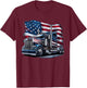 Semi Truck Driver US Trucker USA Flag Patriotic 4th of July T-Shirt - T-Shirt | Maroon