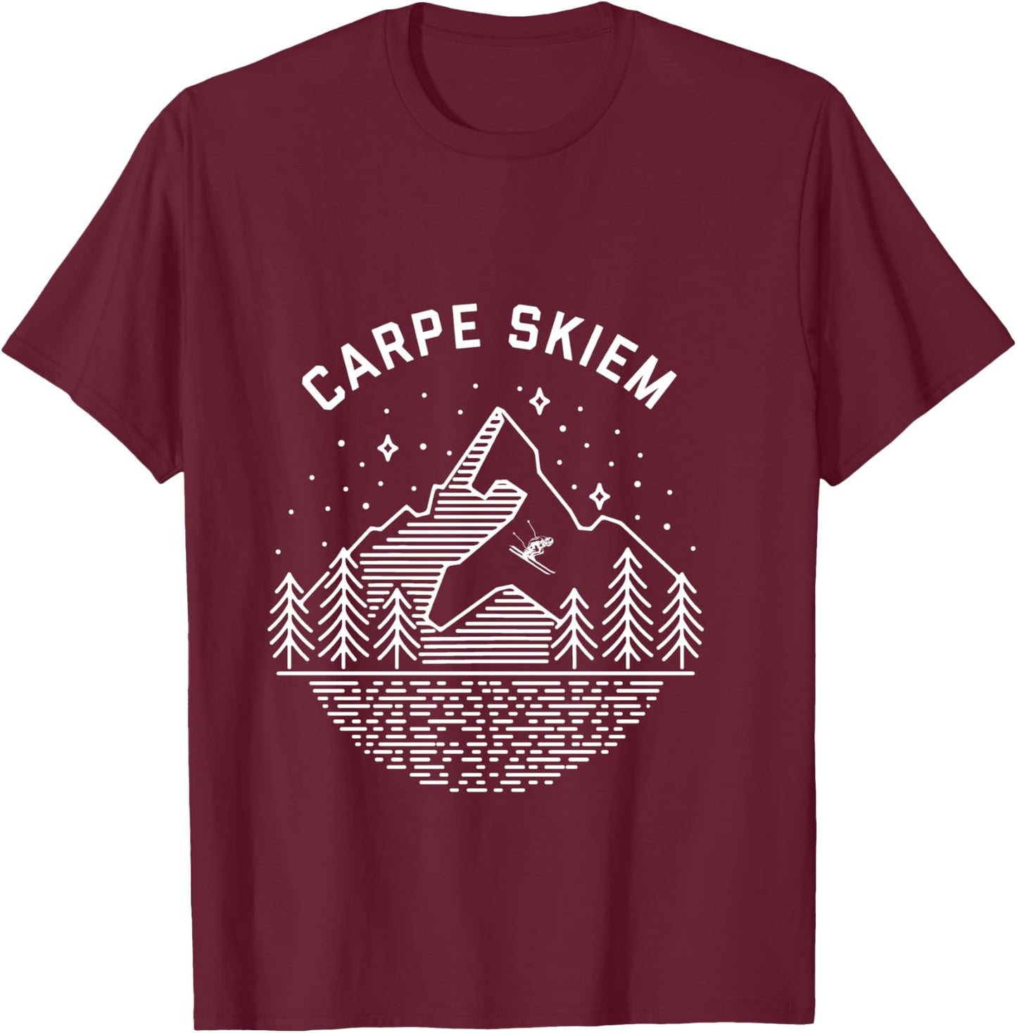 Carpe Skiem Winter Sports Ski T shirt T-Shirt - T-Shirt | Maroon
