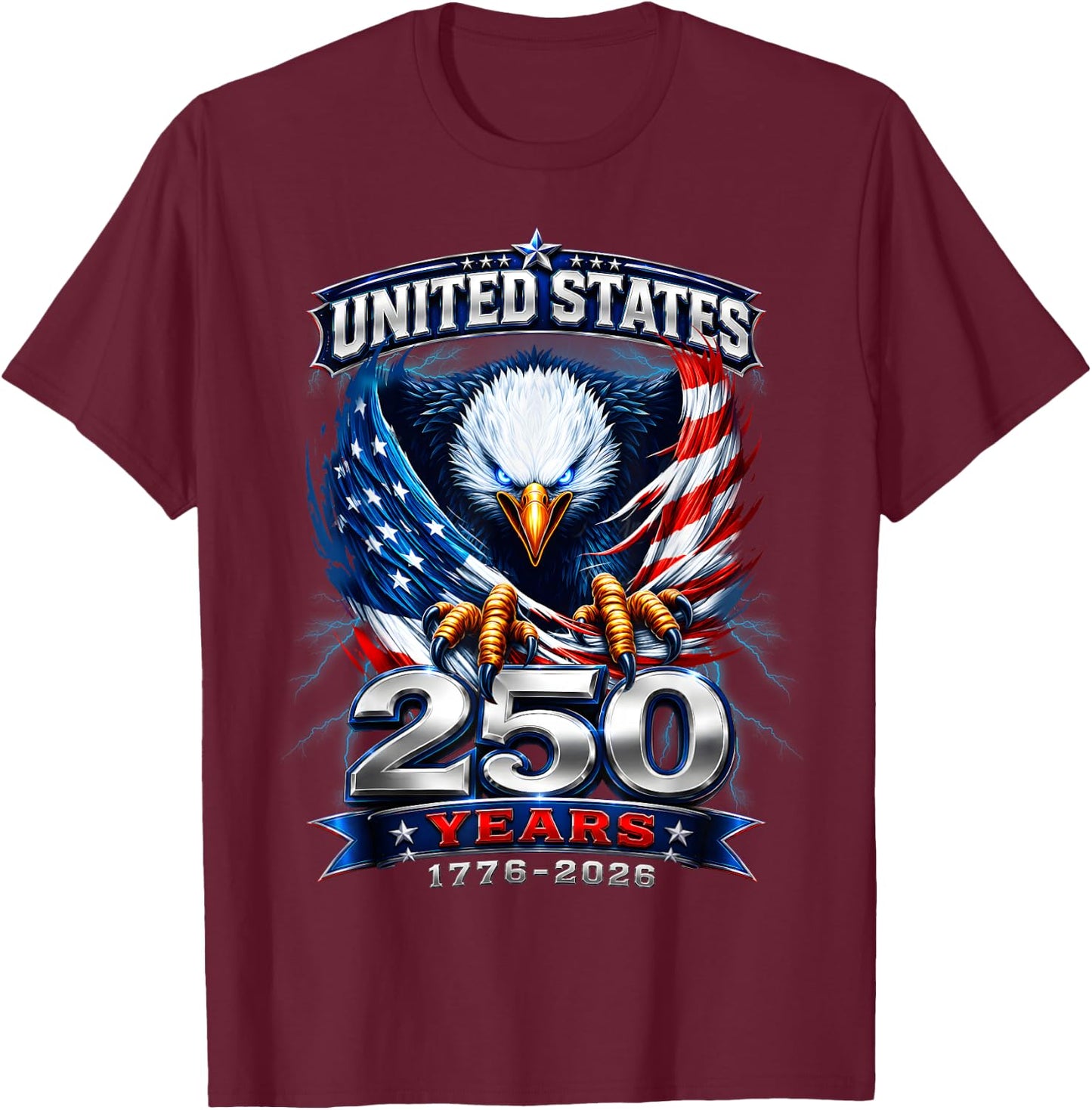250th Anniversary USA 250 Years America 4th of July Eagle T-Shirt - T-Shirt | Maroon