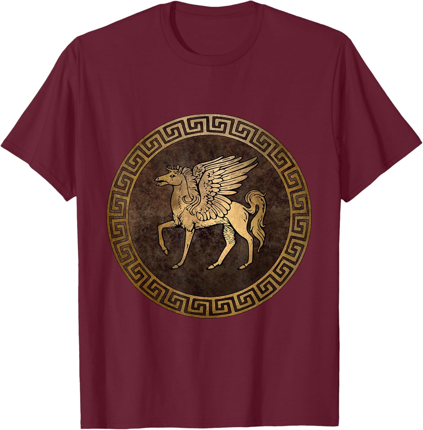Agema Apparel Pegasus Ancient Greek Mythology - -Adults, Black, Small, Short Sleeve T-Shirt - T-Shirt | Maroon
