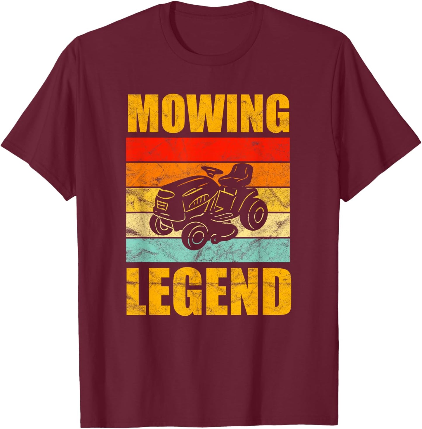 Funny Lawn Mower Mowing Legend Vintage Yard Work Lawn T T-Shirt - T-Shirt | Maroon