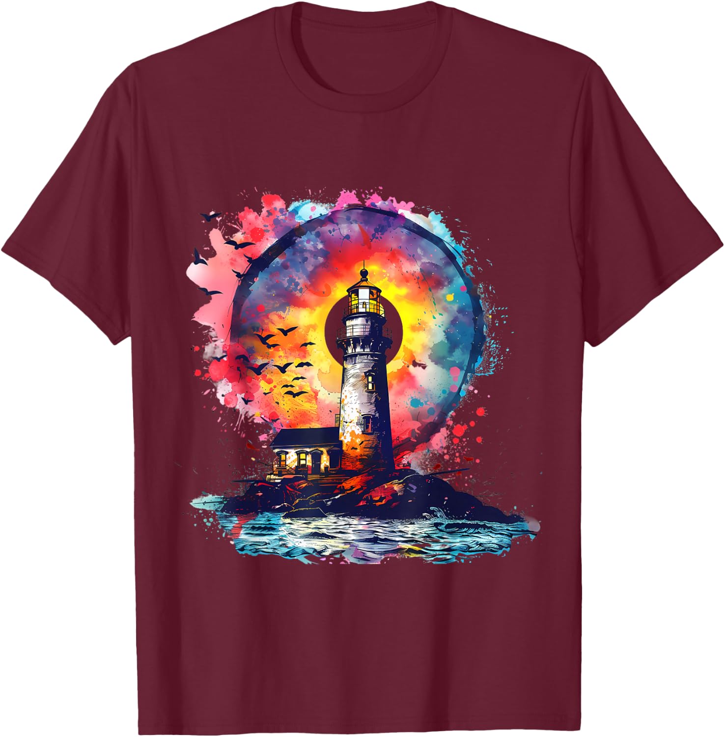 Light House Seaside House Sailing Boating Sea Lighthouse T-Shirt - T-Shirt | Maroon