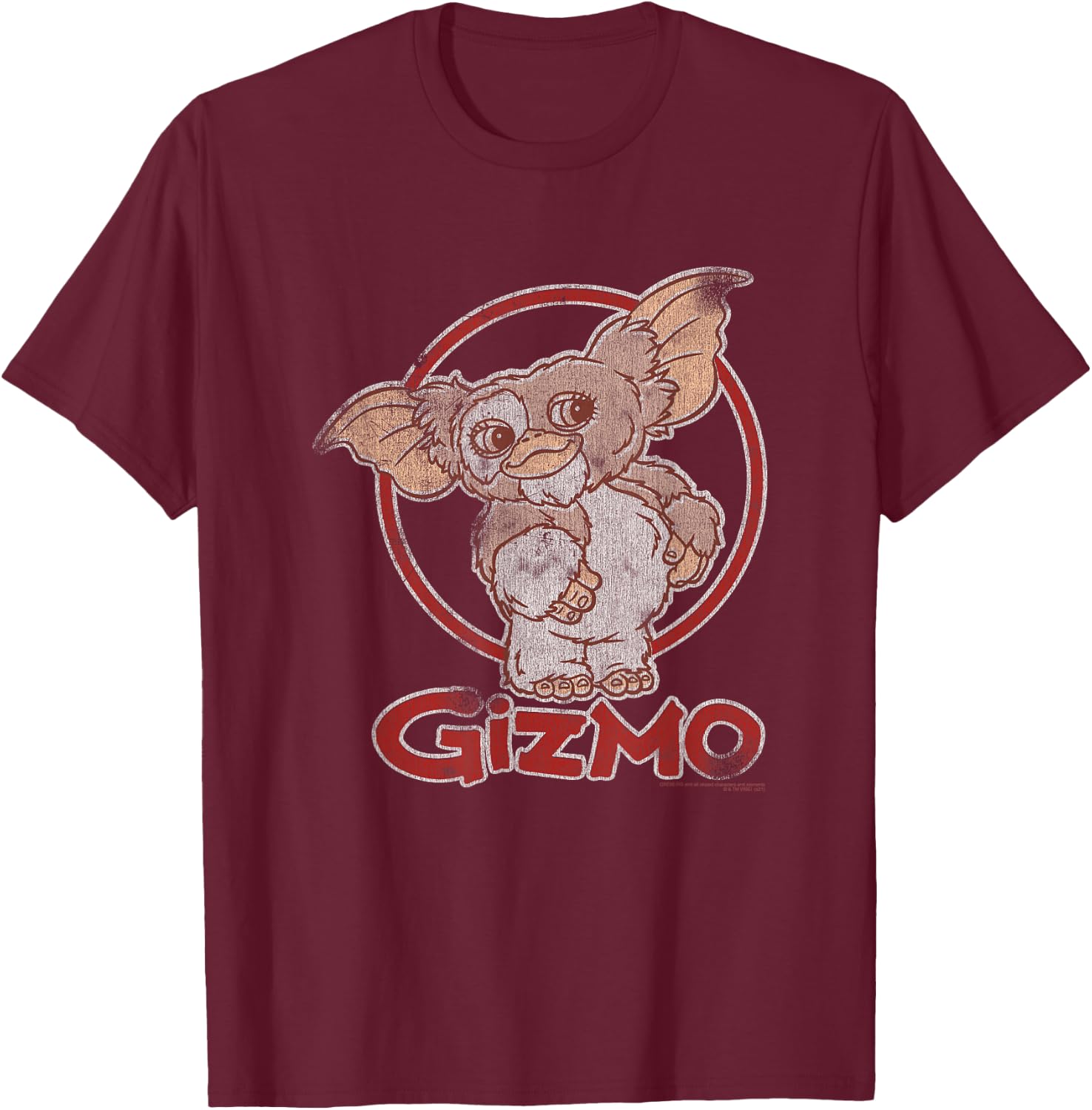 Gremlins Distressed Gizmo T-Shirt - T-Shirt | Maroon