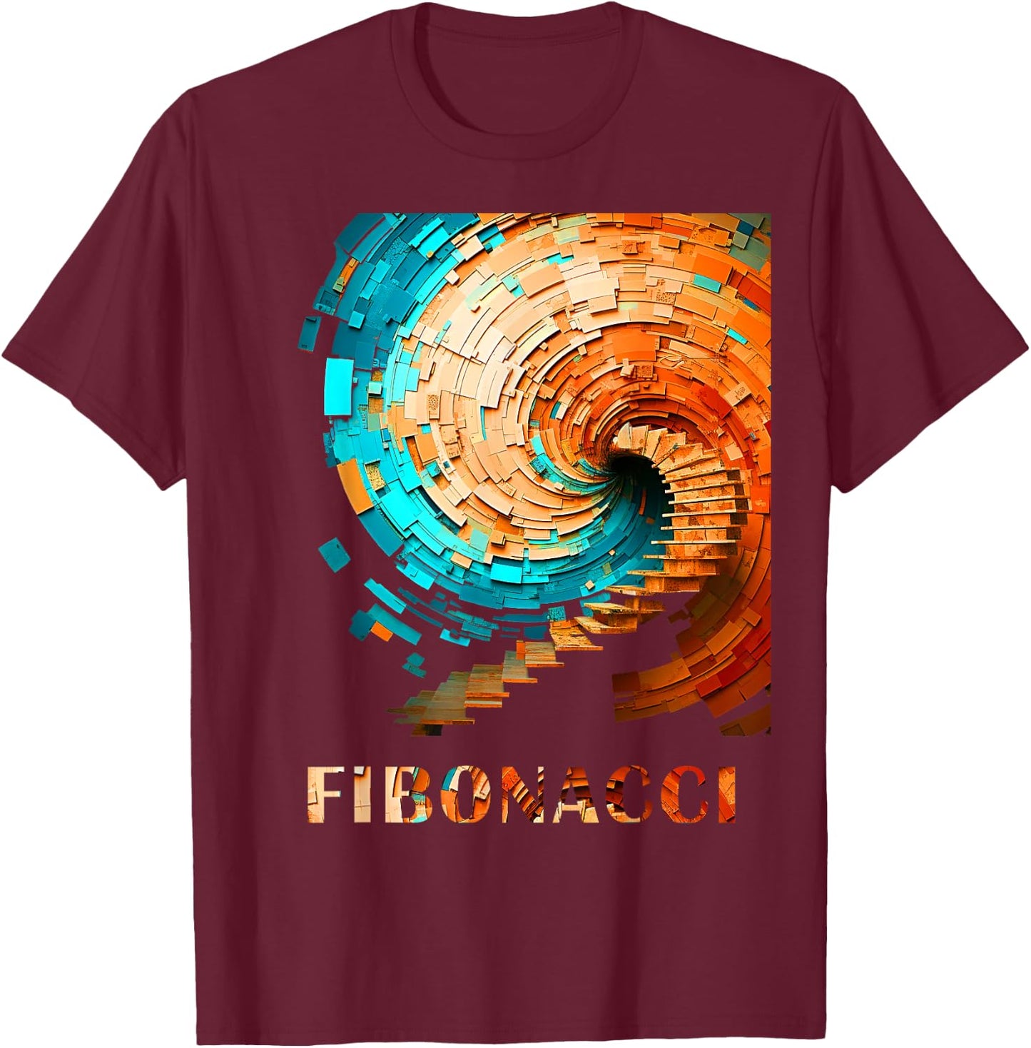 Fibonacci Flower Circle for Mathematician Physicist Artists T-Shirt - T-Shirt | Maroon