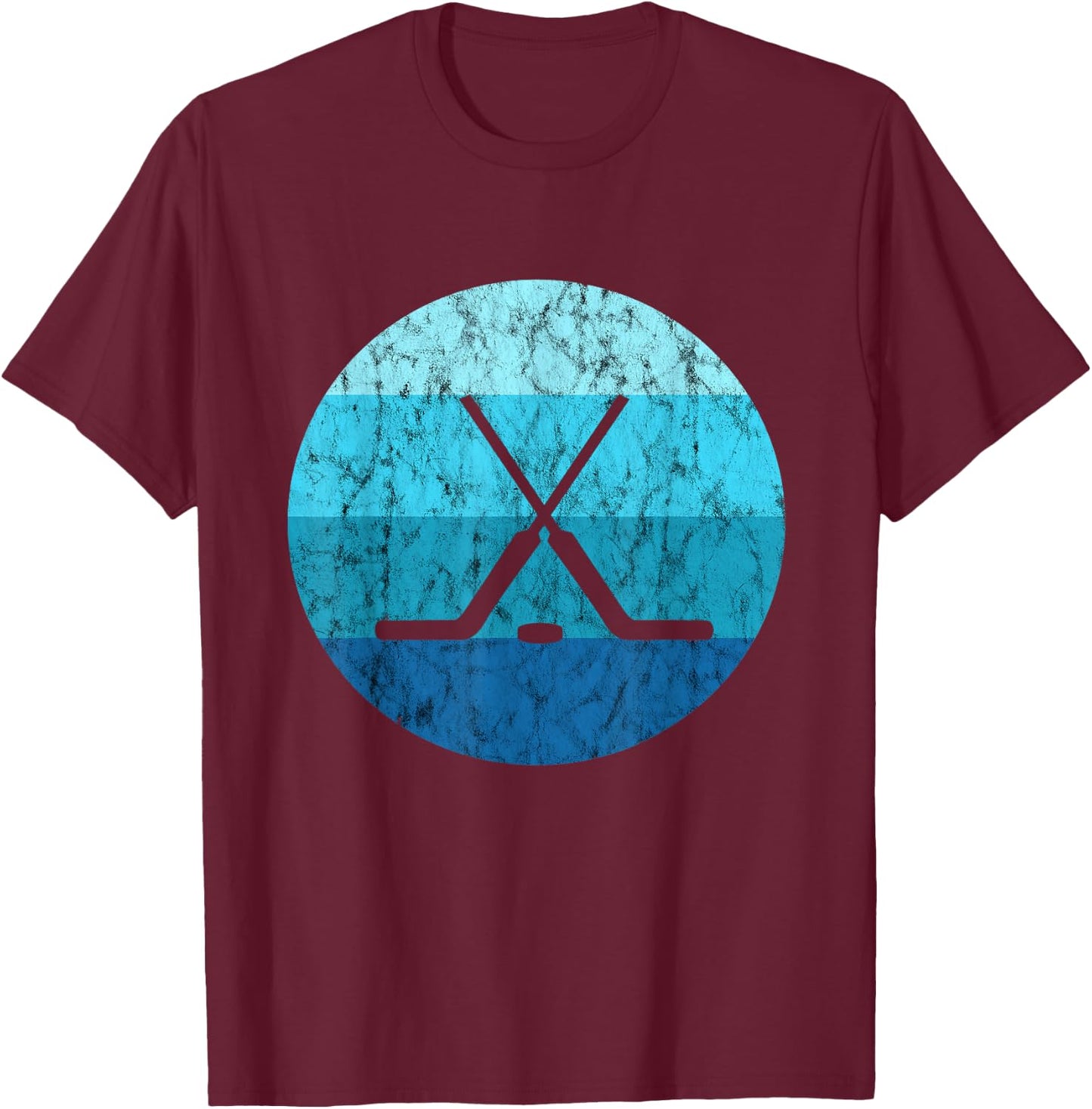 Ice Hockey Stick Hockey Sport Retro Vintage Ocean Water T-Shirt - T-Shirt | Maroon