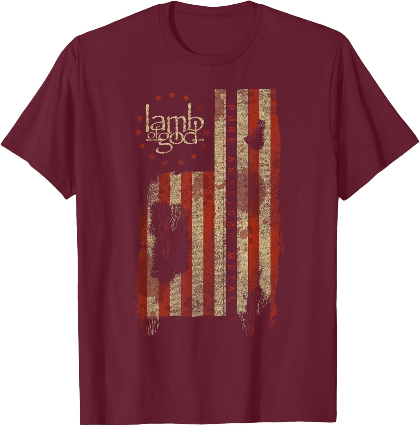 Lamb of God – Pure American Metal Flag Small T-Shirt - T-Shirt | Maroon