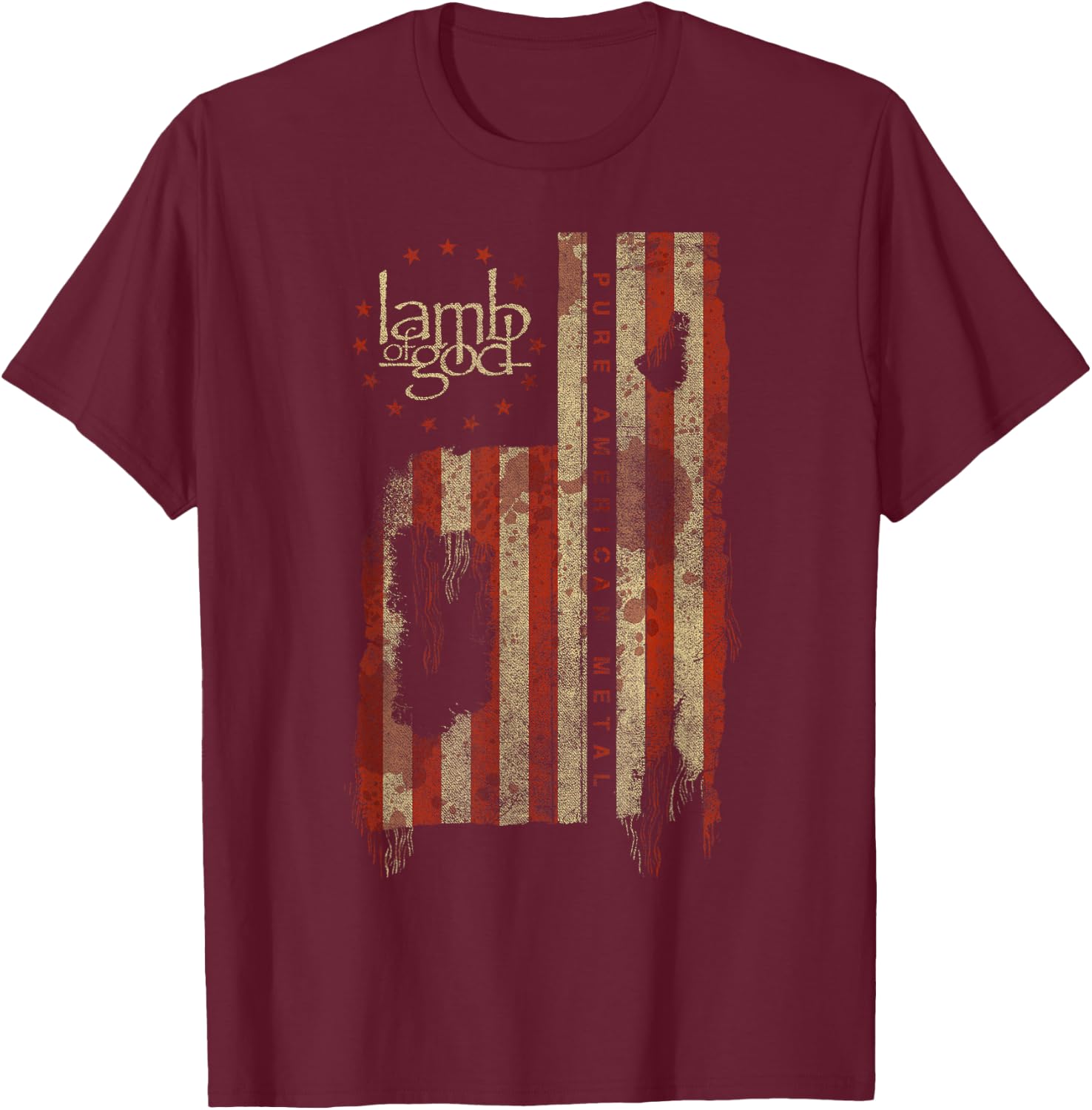 Lamb of God – Pure American Metal Flag Small T-Shirt - T-Shirt | Maroon