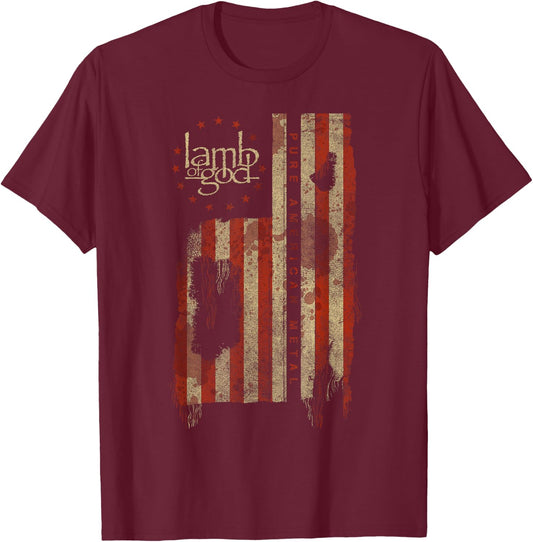 Lamb of God – Pure American Metal Flag Small T-Shirt - T-Shirt | Maroon