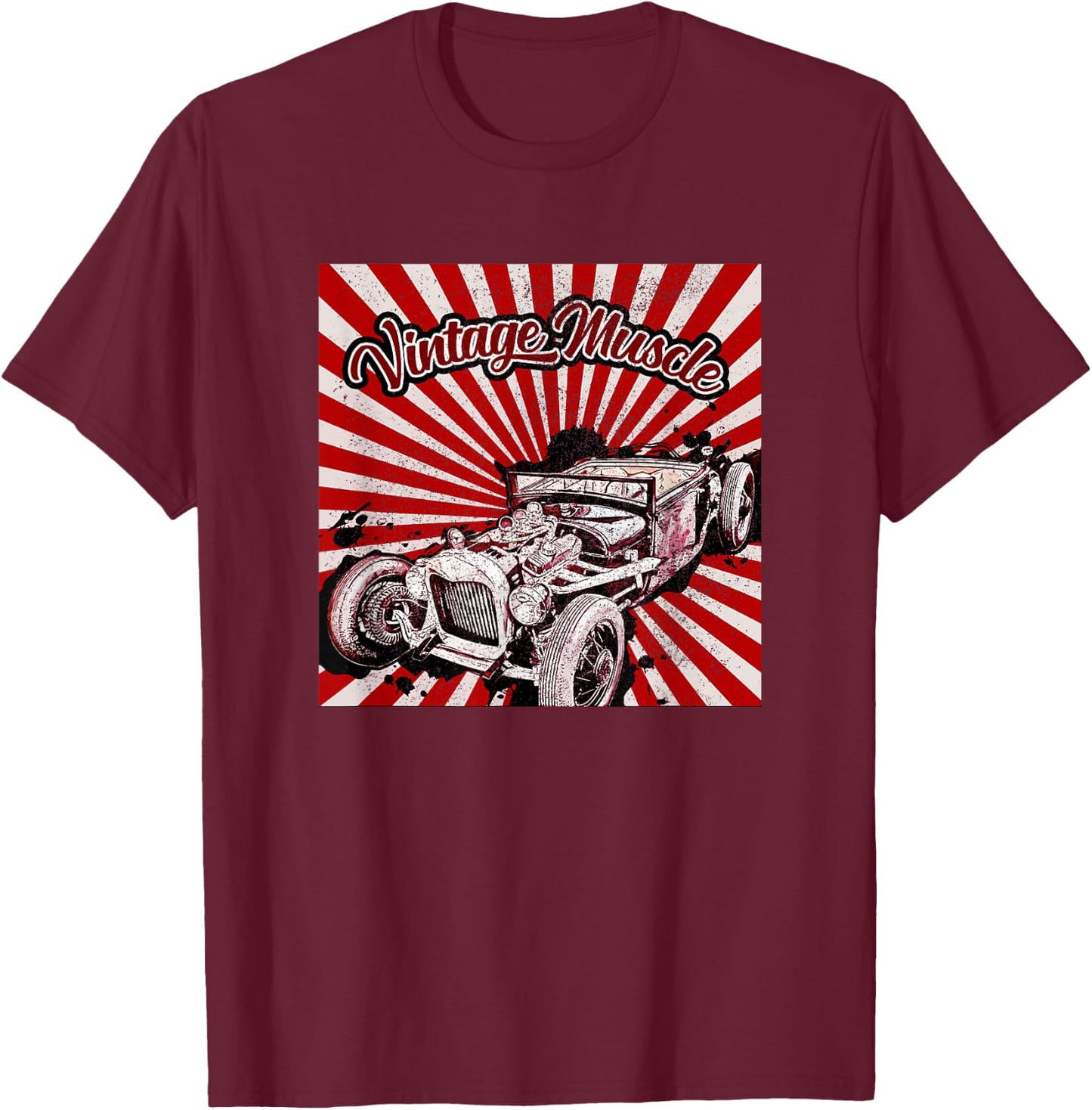 Vintage Muscle Car Roadster T-Shirt - T-Shirt | Maroon
