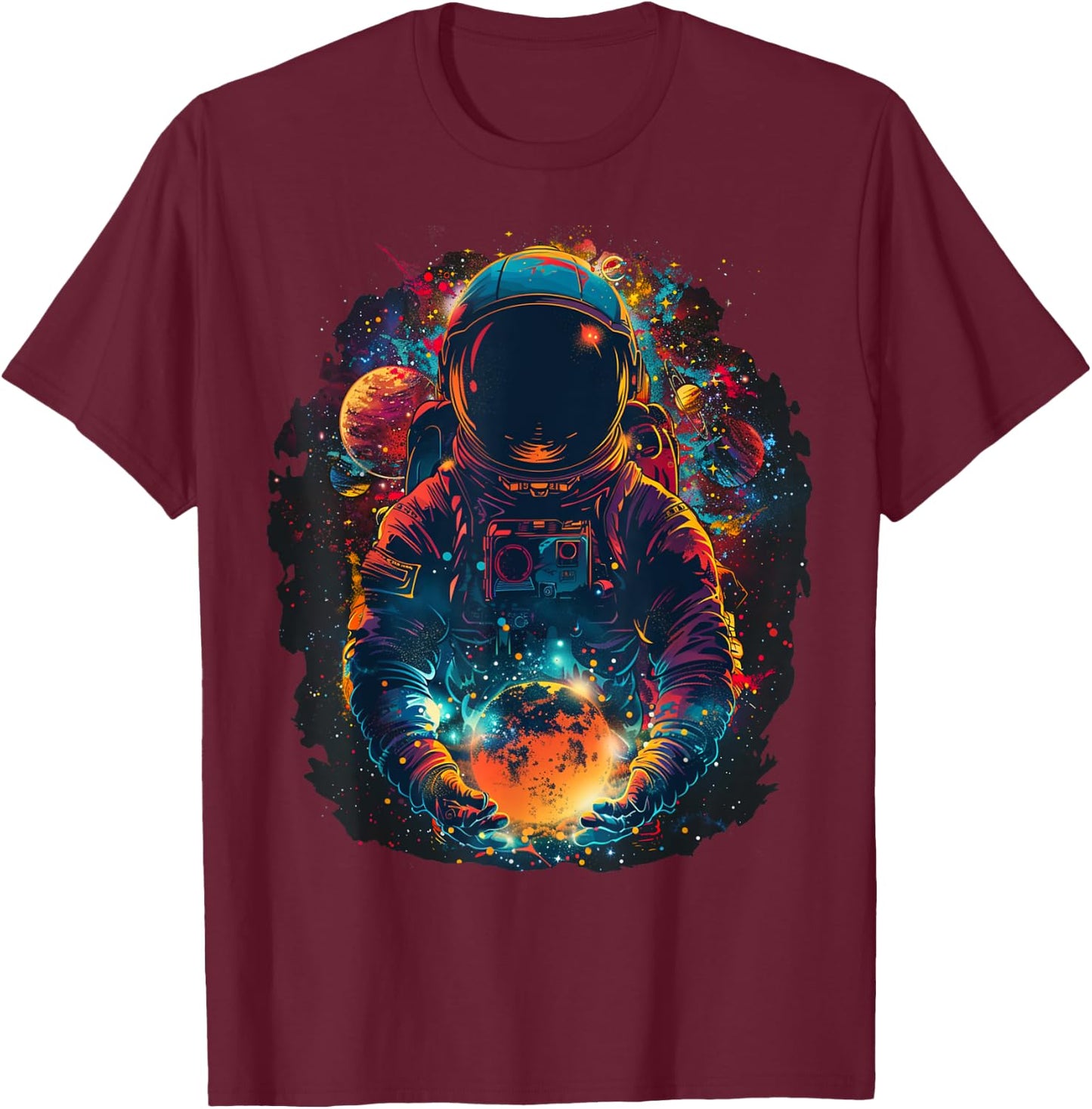 Astronaut STEM Space Graphic Design T-Shirt - T-Shirt | Maroon