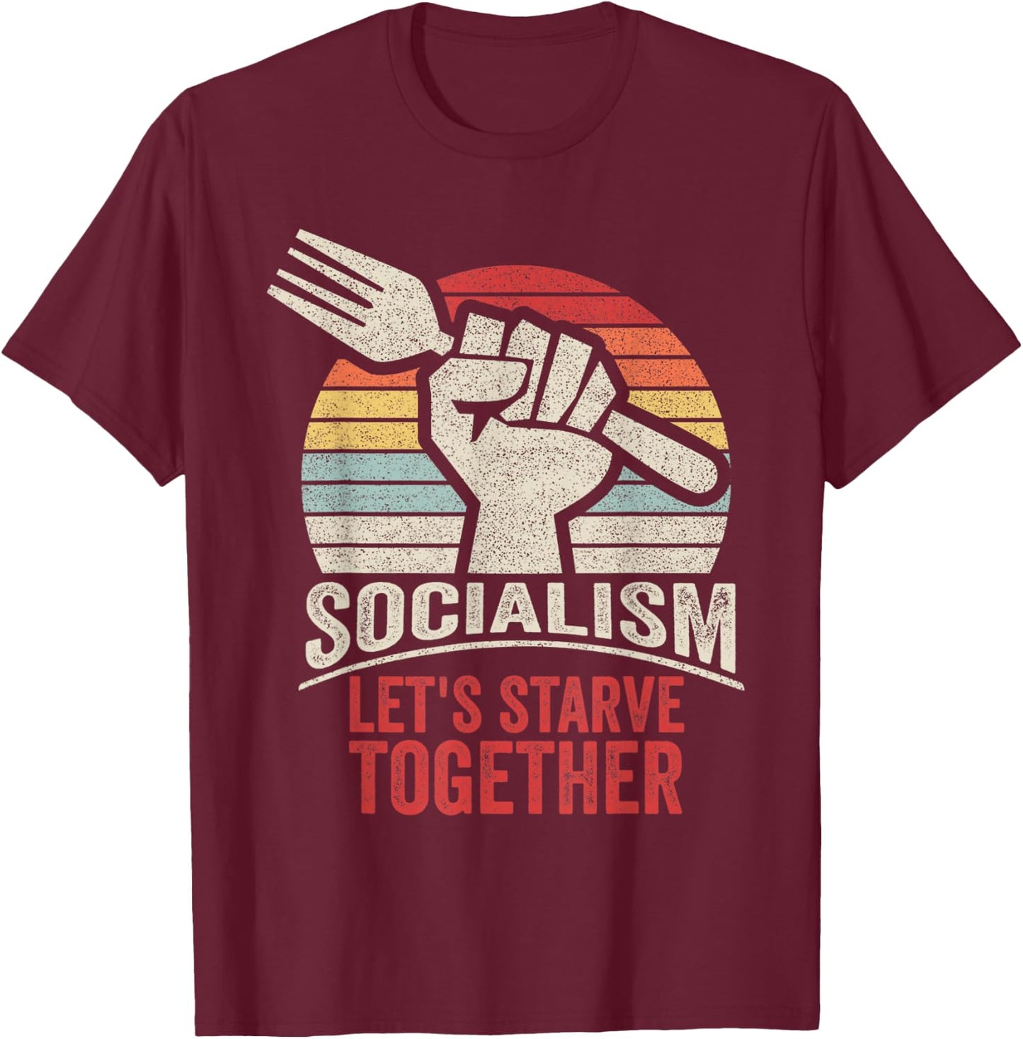 Retro Vintage Anti Communism Anti Socialism T-Shirt - T-Shirt | Maroon