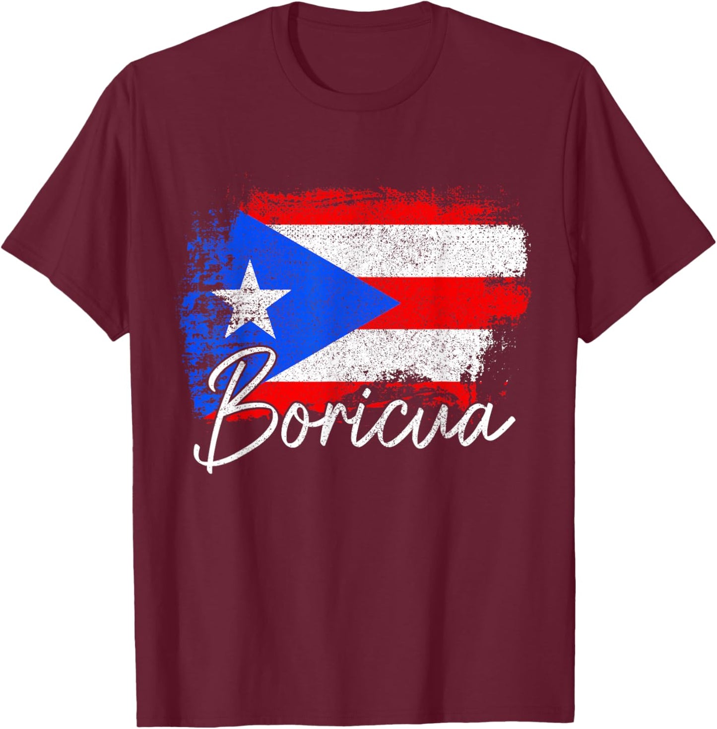 Puerto Rico Boricua Vintage Puerto Rican Flag Pride T-Shirt - T-Shirt | Maroon