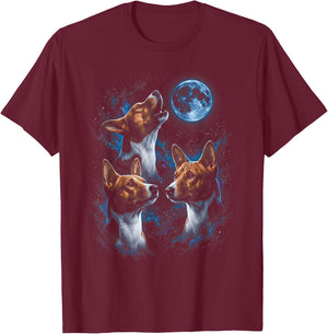 Howling At The Moon Basenji Dogs T-Shirt - T-Shirt | Maroon