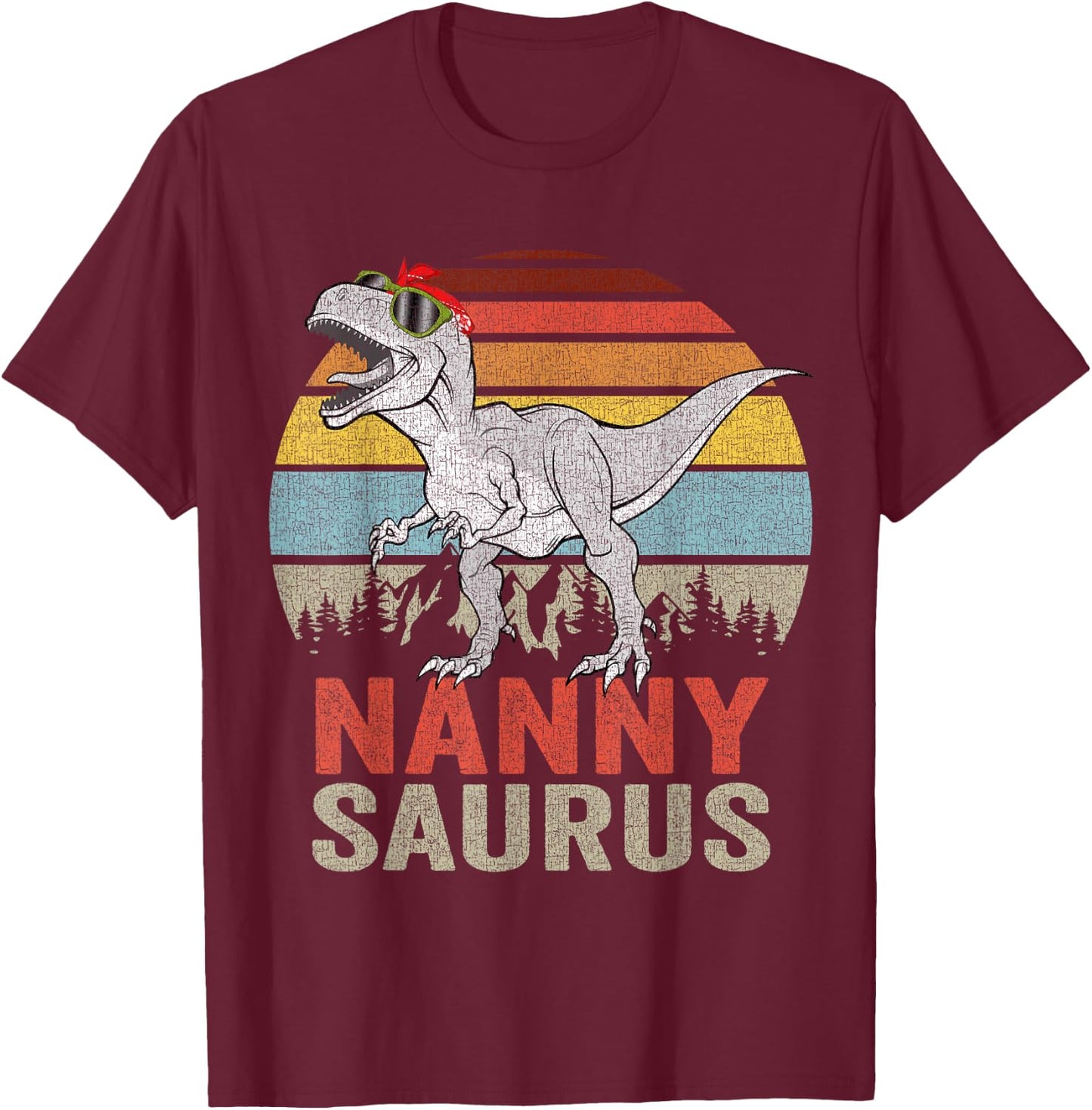 Nannysaurus T Rex Dino Nanny Saurus Family Matching Dinosaur T-Shirt - T-Shirt | Maroon