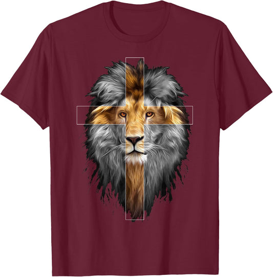 Cute Christian Jesus Lion of Judah - For Evangelisation T-Shirt - T-Shirt | Maroon