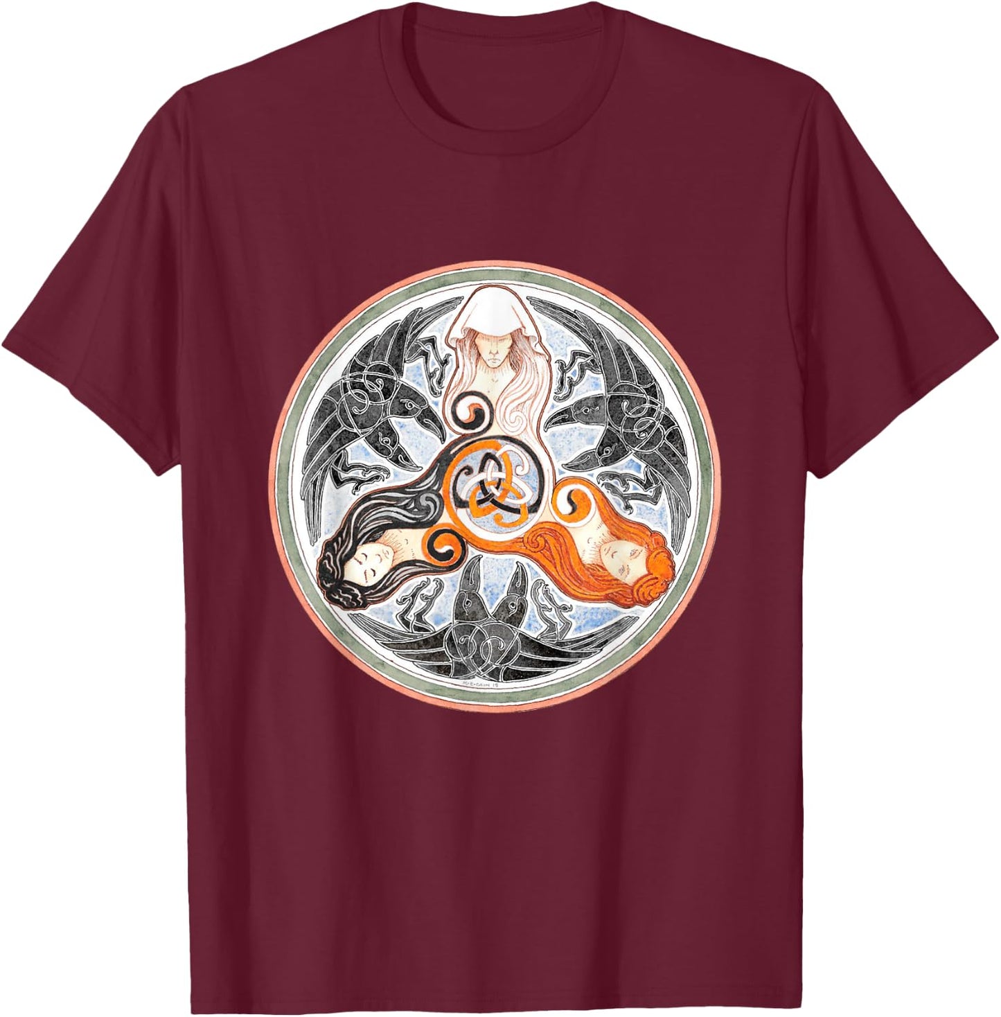 The Morrigan Triple Goddess Tarot Card Gothic Pagan Witch T-Shirt - T-Shirt | Maroon