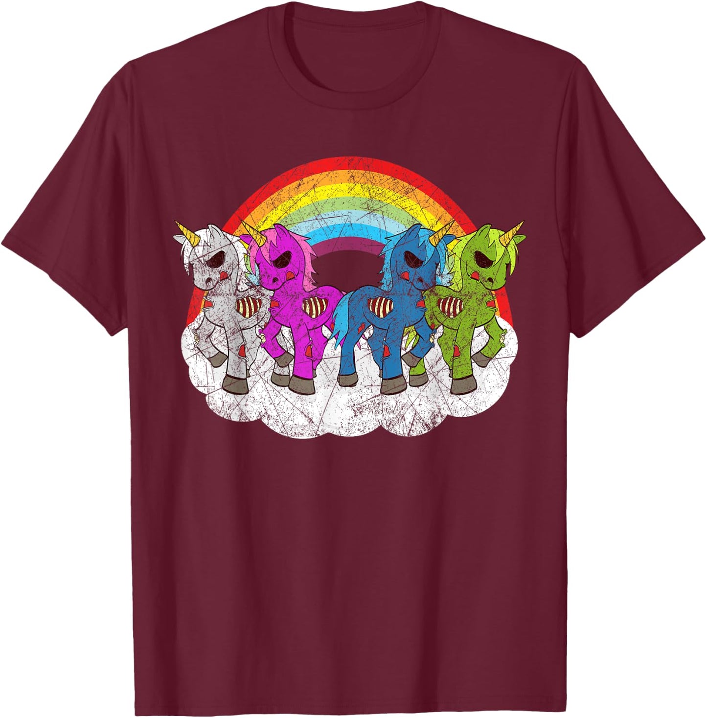 Zombie Unicorn Apocalypse Mythical Creatures Halloween Zombies T-Shirt - T-Shirt | Maroon