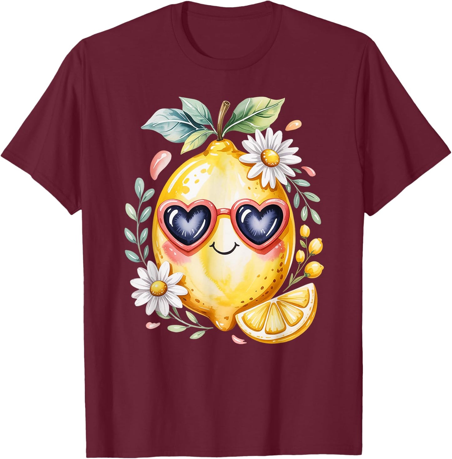 Cute Lemons Fruit Girls & Women Who Adore Loves Lemon T-Shirt - T-Shirt | Maroon