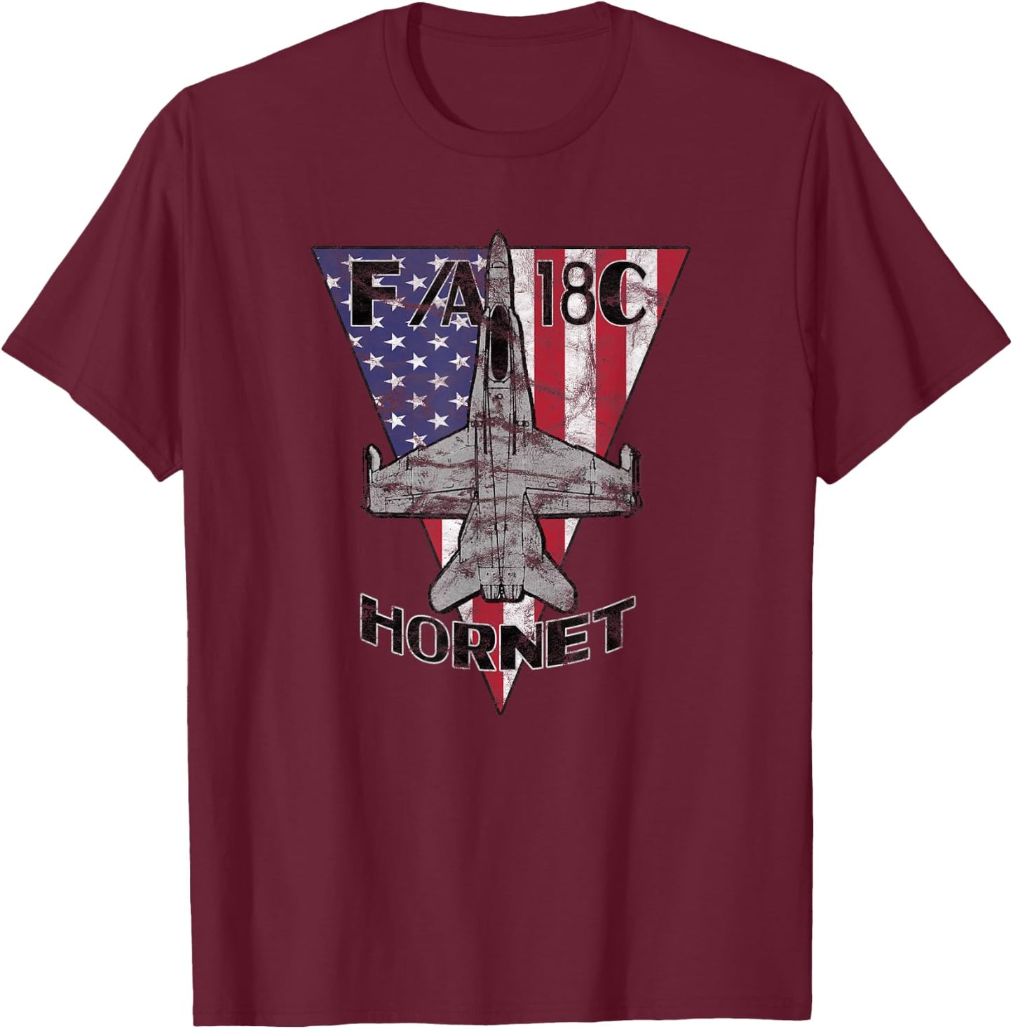 F/A-18C Hornet Military Jet Fighter Patriotic Vintage T-Shirt - T-Shirt | Maroon