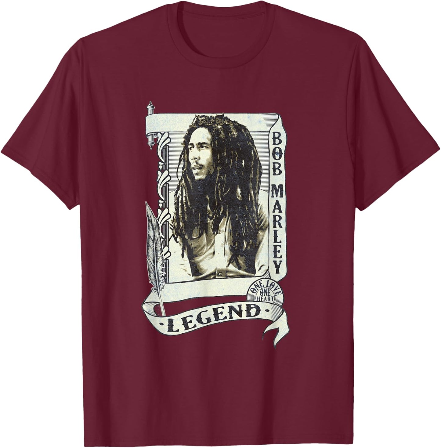 Bob Marley Legend Scroll T-Shirt - T-Shirt | Maroon