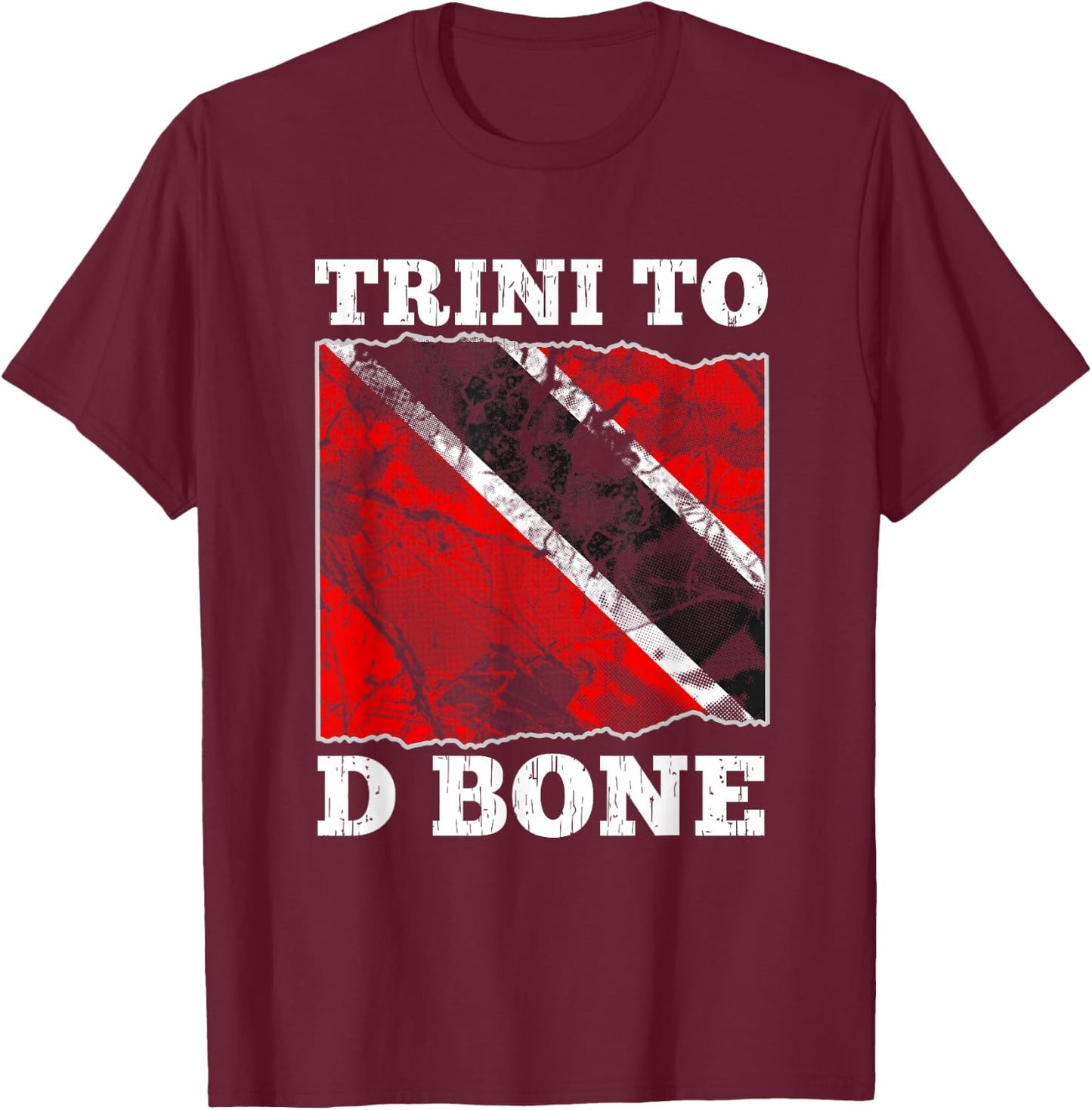 Trinidad and Tobago Flag Trini To D Bone Graphic T-Shirt - T-Shirt | Maroon