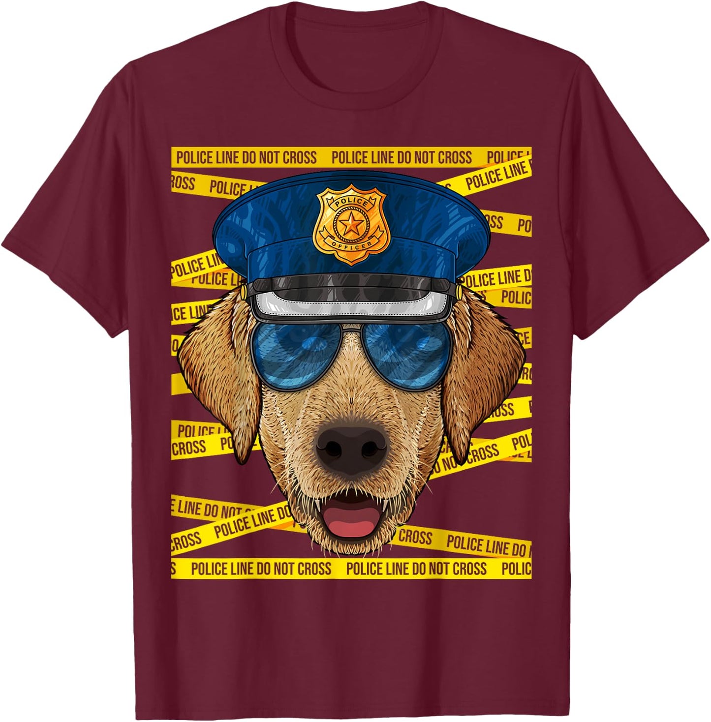 Labrador Retriever Police Officer Policeman Funny Police Dog T-Shirt - T-Shirt | Maroon