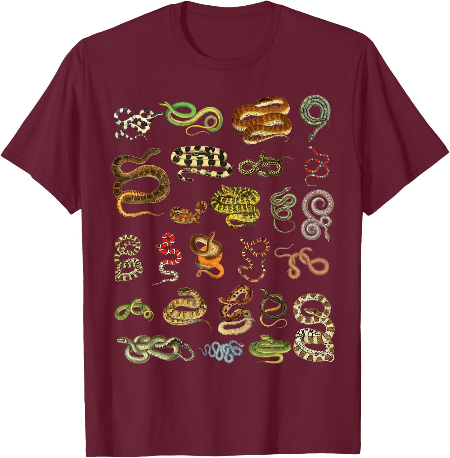 Types Of Snakes Educational Herpetologist Kids Boys Girls T-Shirt - T-Shirt | Maroon