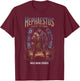 Hephaestus Cyber Arm God of the Forge Build Power Flames T-Shirt - T-Shirt | Maroon