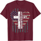 Jesus Is My Savior - Patriotic Christian Faith Cross Flag T-Shirt - T-Shirt | Maroon