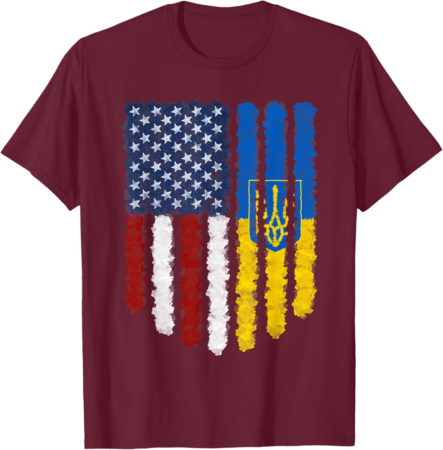 Ukrainian American Flag Ukraine Usa America T-Shirt - T-Shirt | Maroon