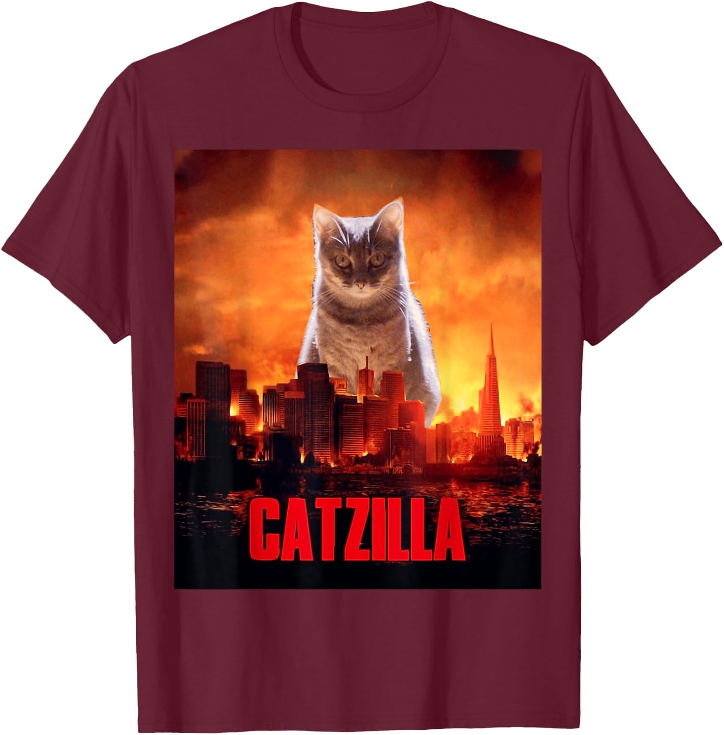 Catzilla Cat Kitten Lover T-Shirt - T-Shirt | Maroon