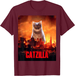 Catzilla Cat Kitten Lover T-Shirt - T-Shirt | Maroon