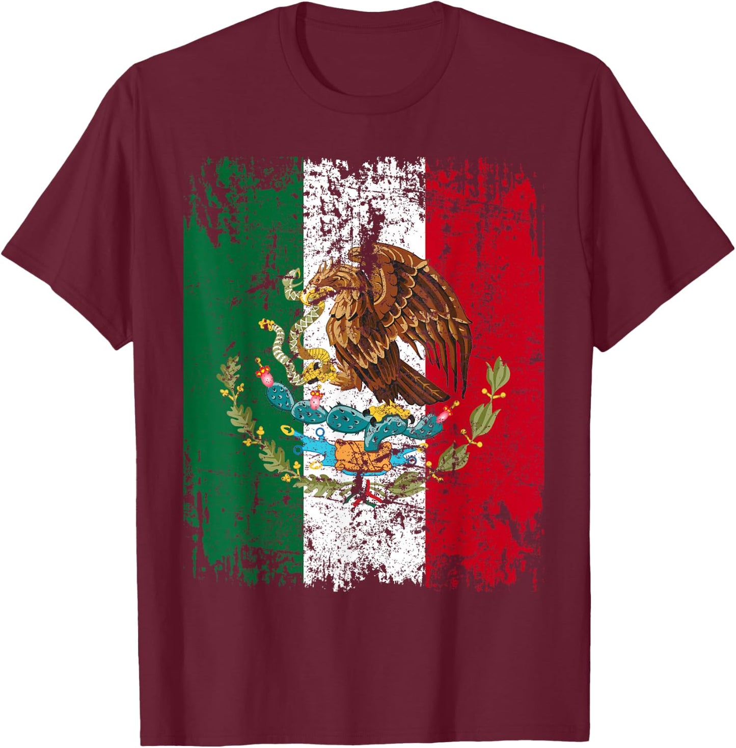 Mexico Flag Vintage | Men Women Kids | Mexico Small T-Shirt - T-Shirt | Maroon