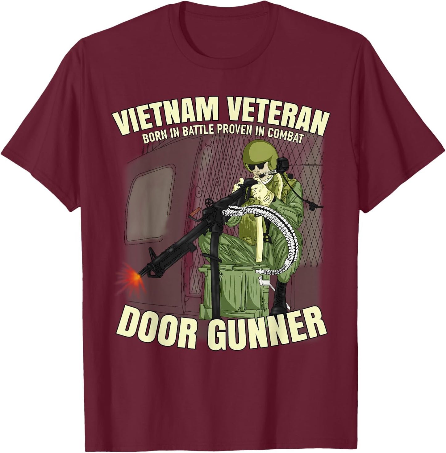 Vietnam Veteran Door Gunner T-Shirt - T-Shirt | Maroon