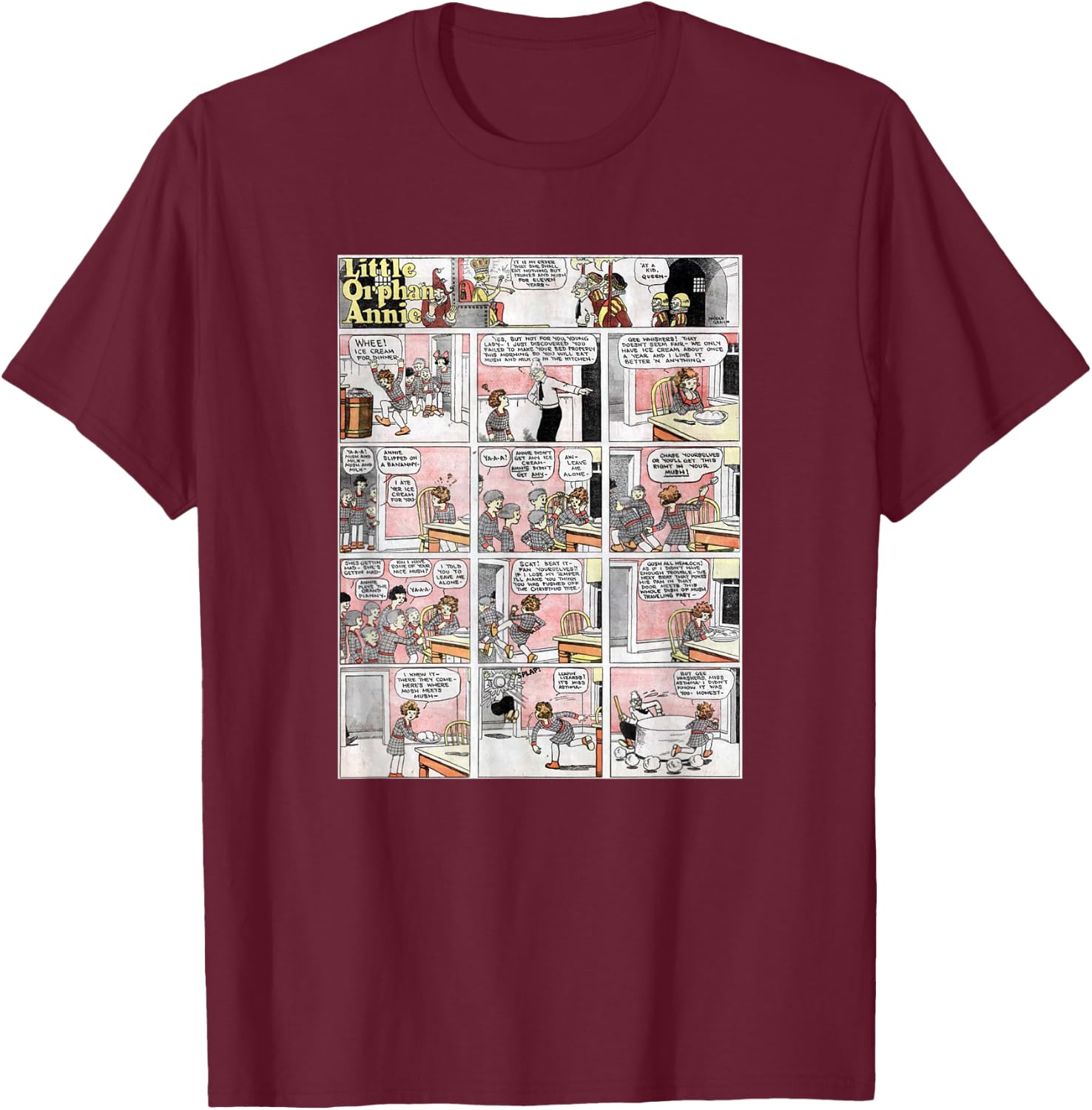 Little Orphan Annie - 1st Published Comic Strip T-Shirt - T-Shirt | Maroon