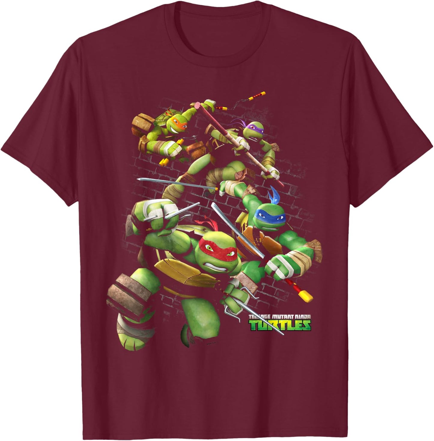 Teenage Mutant Ninja Turtles Action Through Bricks T-Shirt - T-Shirt | Maroon