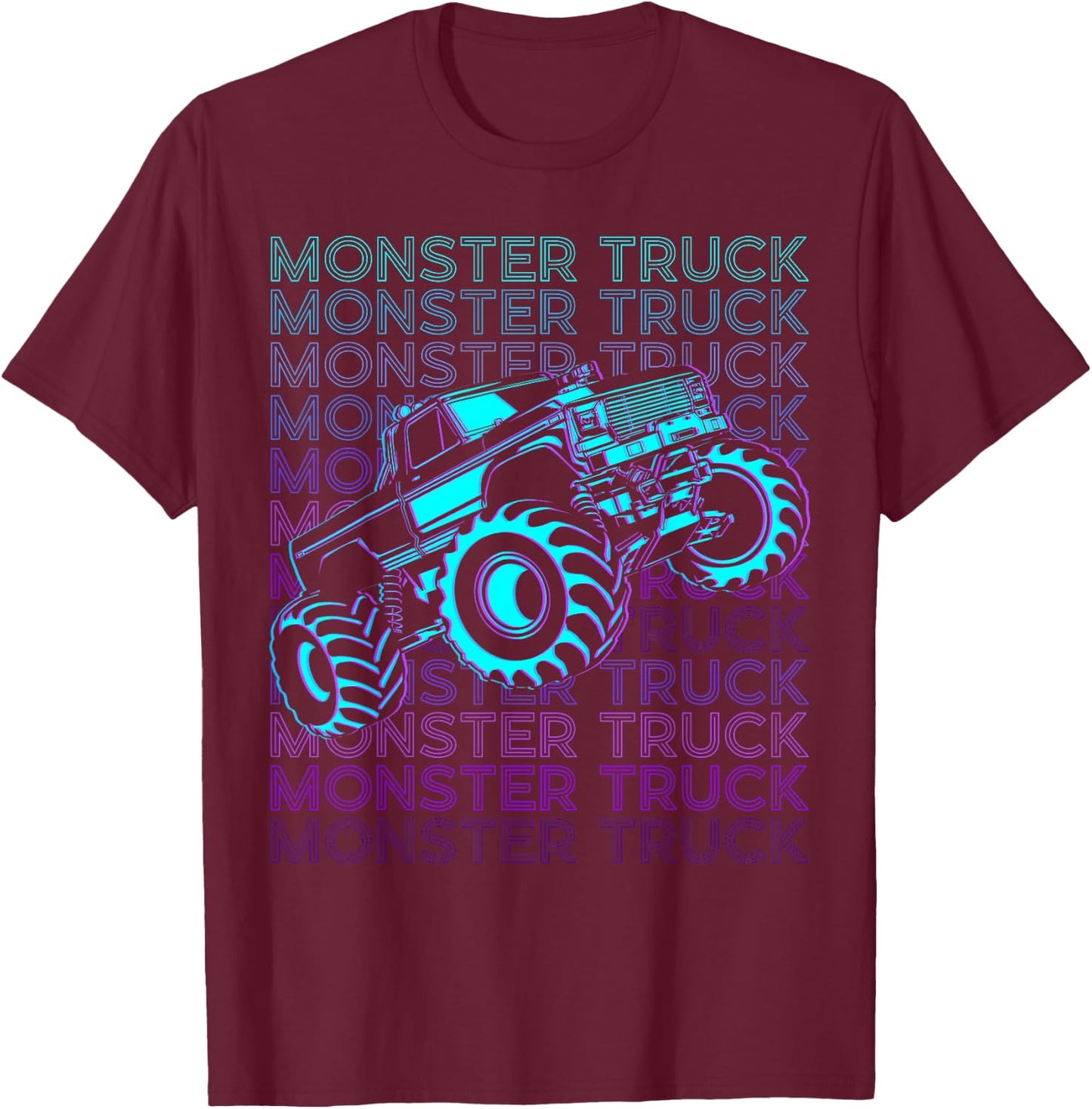 Monster Truck Retro T-Shirt - T-Shirt | Maroon