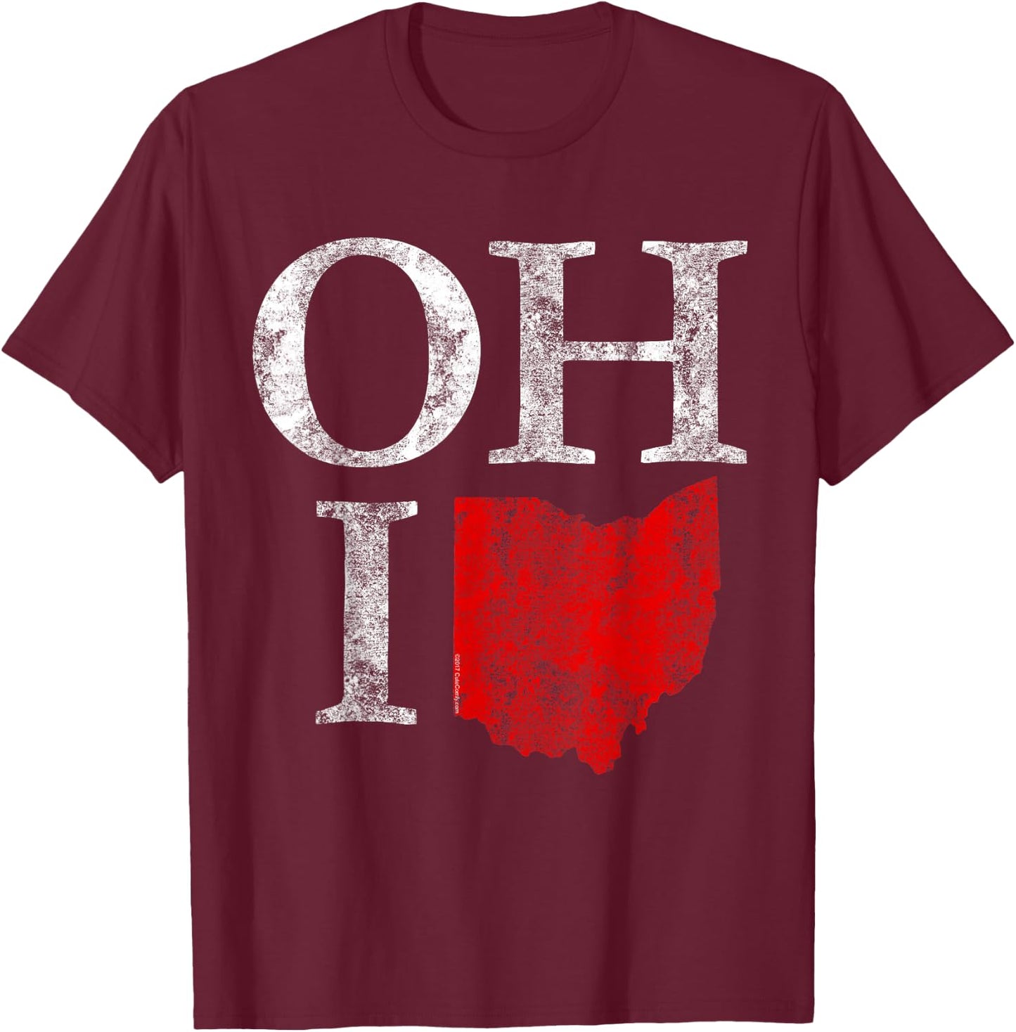 Ohio Home Shape State Vintage Grunge Women Men Gift T-Shirt - T-Shirt | Maroon