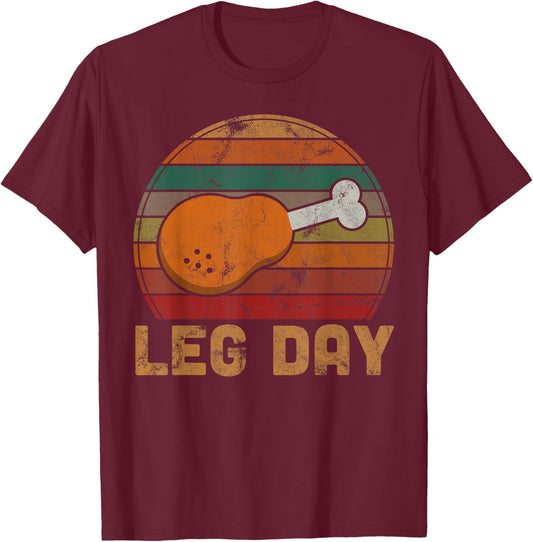 Leg Day Thanksgiving Turkey Day Gifts Pilgrim Sport Athlete T-Shirt - T-Shirt | Maroon